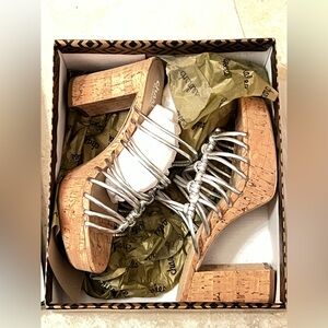 Charles by Charles David, Silver and Tan Platform Shoes. NEW with box